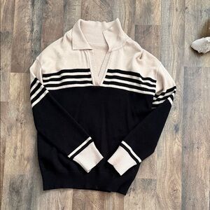 Amazon Women's V-Neck Sweater in Black and Cream